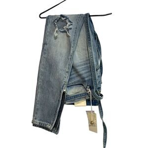 Mnml skinny ankle zipped distressed jeans